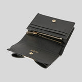 FERRAGAMO Vera Bow Calf Leather Small Bifold Wallet Black 725300