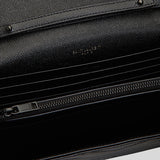 SAINT LAURENT YSL Matelasse Chain Wallet In Grain De Poudre Embossed Leather Black/Black 377828BOW08