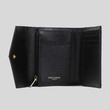 SAINT LAURENT YSL Cassandre Matelasse Compact Trifold Wallet In Grain De Poudre Embossed Leather Black 403943BOW01