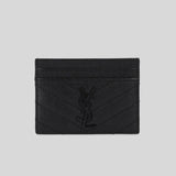 SAINT LAURENT YSL Cassandre Matelasse Card Case In Grain De Poudre Embossed Leather Black/Black 423291BOW08 Lussocitta lusso citta
