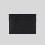 SAINT LAURENT YSL Cassandre Matelasse Card Case In Grain De Poudre Embossed Leather Black/Black 423291BOW08