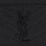 SAINT LAURENT YSL Cassandre Matelasse Card Case In Grain De Poudre Embossed Leather Black/Black 423291BOW08