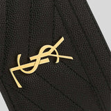 SAINT LAURENT YSL Cassandre Matelasse Card Case In Grain De Poudre Embossed Leather Black 423291