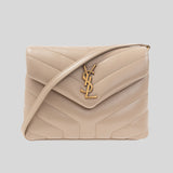 SAINT LAURENT YSL Loulou Toy Strap Bag In Quilted "Y" Leather Dark Beige 678401 lussocitta lusso città