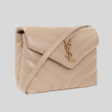 SAINT LAURENT YSL Loulou Toy Strap Bag In Quilted "Y" Leather Dark Beige 678401