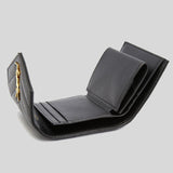 SAINT LAURENT YSL Cassandre Matelasse Multi-Folded Wallet In Grain De Poudre Leather Black 692061BOW01