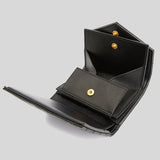 SAINT LAURENT YSL Cassandre Matelasse Multi-Folded Wallet In Grain De Poudre Leather Black 692061BOW01