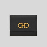FERRAGAMO Calf Leather Trifold Wallet Black 779894 lussocitta lusso citta