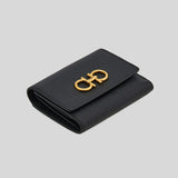 FERRAGAMO Calf Leather Trifold Wallet Black 779894