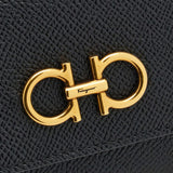 FERRAGAMO Calf Leather Trifold Wallet Black 779894