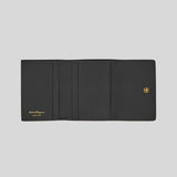 FERRAGAMO Calf Leather Trifold Wallet Black 779894