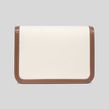 BURBERRY Two-Tone Canvas and Leather Small TB Bag Natural/Malt Brown 8071617