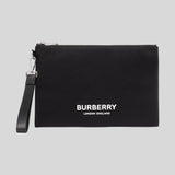 Burberry Unisex Logo Print Nylon Zip Pouch Black 80627541 lussocitta Lusso Citta