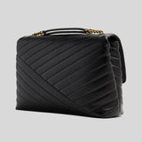 TORY BURCH Kira Chevron Convertible Shoulder Bag Black 90446
