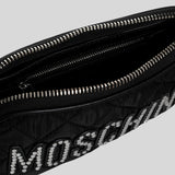 MOSCHINO Logo Embellished Zipped Shoulder/Crossbody Bag Black B7420