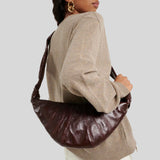 LEMAIRE Medium Croissant Bag Coated Cotton Chocolate Fondant BG0001LF1329