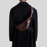 LEMAIRE Small Croissant Bag Coated Cotton Chocolate Fondant BG0003LF1329