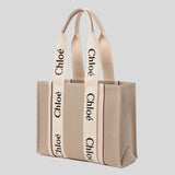 CHLOE Woody Medium Tote Bag Cement Pink CHC22AS383I266J5