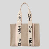 CHLOE Woody Medium Tote Bag Cement Pink CHC22AS383I266J5