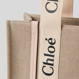 CHLOE Woody Medium Tote Bag Cement Pink CHC22AS383I266J5