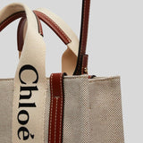 CHLOE Small Woody Tote Bag White Brown CHC22AS397I2690U