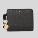 CHLOE Alphabet Compact Wallet In Grained Leather Black CHC22WP765F57