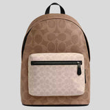 COACH West Backpack In Blocked Signature Canvas Sand/Tan CAB59