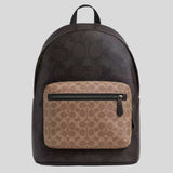 COACH West Backpack In Blocked Signature Canvas Walnut/Tan CAB59