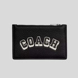COACH Zip Card Case With Varsity Motif Black/Chalk CAK43