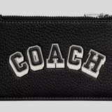 COACH Zip Card Case With Varsity Motif Black/Chalk CAK43