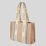 CHLOE Woody Medium Tote Bag Bluish Green CHC23AS383L1738T