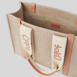 CHLOE Woody Medium Tote Bag Wooden Orange CHC23AS383L17847