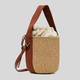 CHLOE Small Horse Medal Basket In Natural Fibers Sepia Brown CHC25SS592O8227S