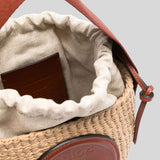 CHLOE Small Horse Medal Basket In Natural Fibers Sepia Brown CHC25SS592O8227S