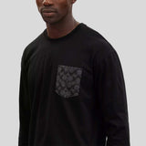 COACH Signature Long Sleeve T Shirt In Organic Cotton Black CO788