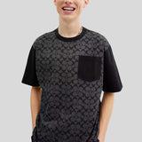 COACH Signature T Shirt In Organic Cotton Charcoal Signature CO789