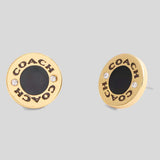 COACH Enamel Circle Stud Earrings Gold/Black CBW29