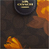 COACH Medium Corner Zip Wallet In Signature Canvas With Floral Print Walnut/Black CCL69 PRINT VARIES