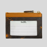 COACH Mini Skinny Id Case In Signature Canvas With Floral Print Walnut/Yellow CCV88