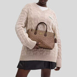 COACH Georgia Satchel Bag In Signature Canvas Tan/Brown CW422