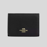 COACH Card Holder Wallet In Signature Canvas Walnut/Black CZ034