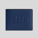 COACH Slim Billfold Wallet With Coach Graphic Deep Blue CZ062