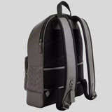 COACH West Backpack In Signature Canvas With Varsity Stripe Grey/Ochre/Chalk CV922