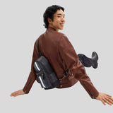 COACH West Pack In Signature Canvas With Varsity Stripe Charcoal/Denim/Chalk CV923