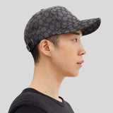 COACH Signature Jacquard Baseball Hat Charcoal CW766