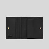 FERRAGAMO Calf Leather Small Bifold Wallet Black 726512