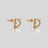 FERRAGAMO Gancini Earrings In Gold Color With Pearls 760529