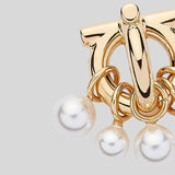FERRAGAMO Gancini Earrings In Gold Color With Pearls 760529