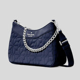 KATE SPADE Spade Flower Quilted Fabric Convertible Crossbody Bag Parisian Navy KK077