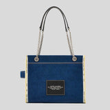 MARC JACOBS The Denim Chain Medium Tote Bag Dark Wash 2F4HTT018H05